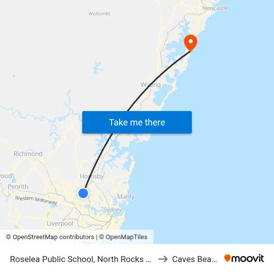 Roselea Public School, North Rocks Rd to Caves Beach map