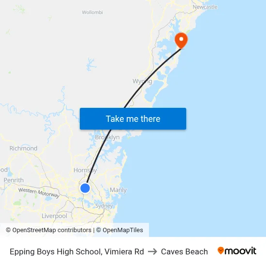 Epping Boys High School, Vimiera Rd to Caves Beach map