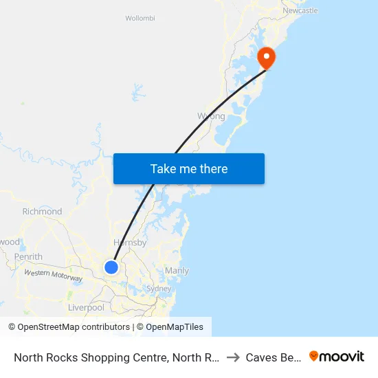 North Rocks Shopping Centre, North Rocks Rd to Caves Beach map