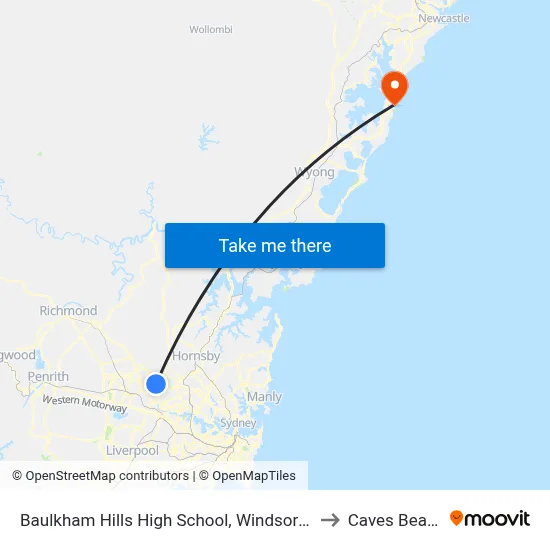 Baulkham Hills High School, Windsor Rd to Caves Beach map