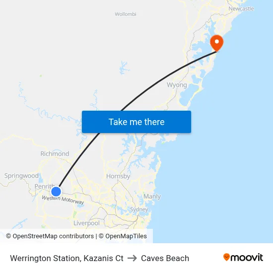 Werrington Station, Kazanis Ct to Caves Beach map