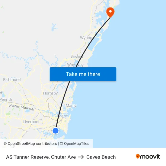 AS Tanner Reserve, Chuter Ave to Caves Beach map