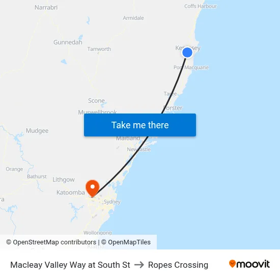 Macleay Valley Way at South St to Ropes Crossing map