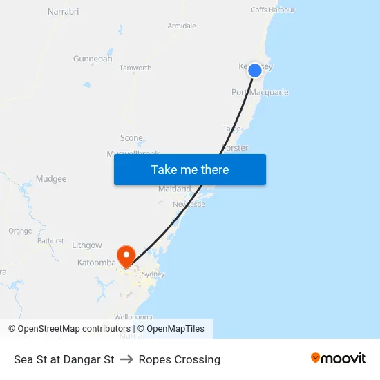 Sea St at Dangar St to Ropes Crossing map