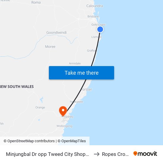 Minjungbal Dr opp Tweed City Shopping Centre to Ropes Crossing map