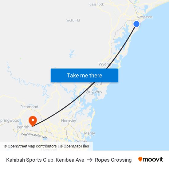 Kahibah Sports Club, Kenibea Ave to Ropes Crossing map