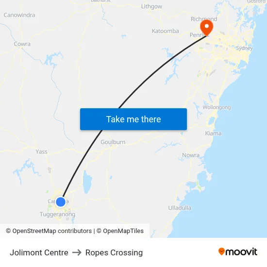 Jolimont Centre to Ropes Crossing map