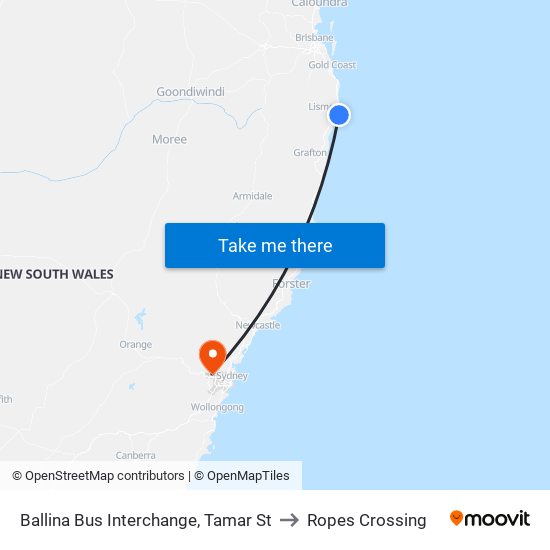 Ballina Bus Interchange, Tamar St to Ropes Crossing map