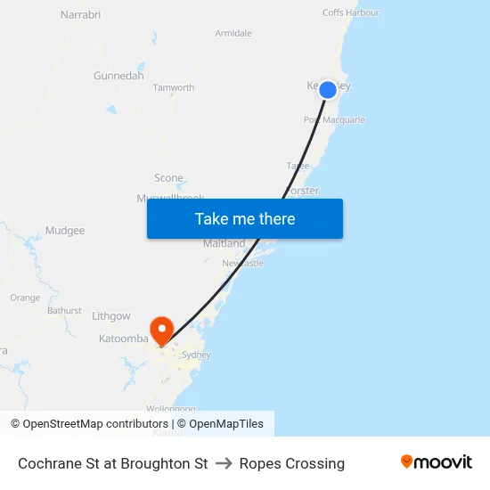 Cochrane St at Broughton St to Ropes Crossing map