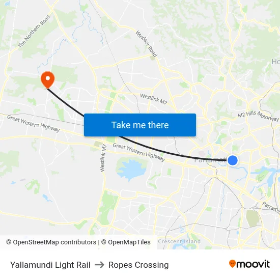 Yallamundi Light Rail to Ropes Crossing map