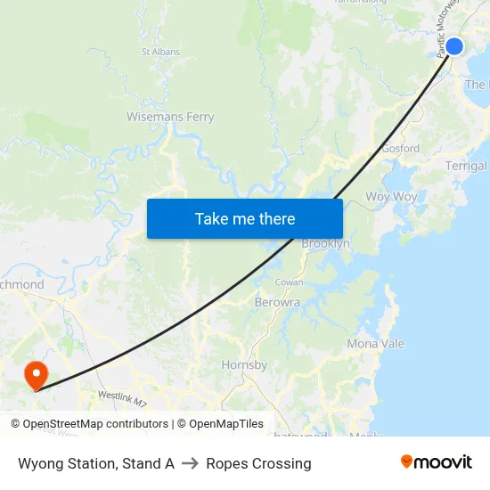 Wyong Station, Stand A to Ropes Crossing map