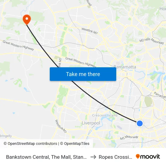 Bankstown Central, The Mall, Stand C to Ropes Crossing map