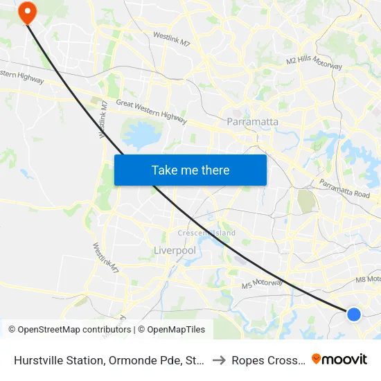 Hurstville Station, Ormonde Pde, Stand H to Ropes Crossing map