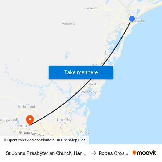 St Johns Presbyterian Church, Hanbury St to Ropes Crossing map
