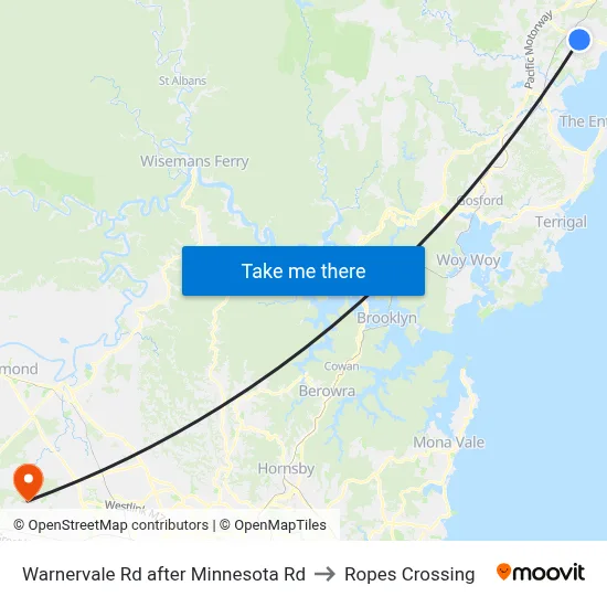Warnervale Rd after Minnesota Rd to Ropes Crossing map