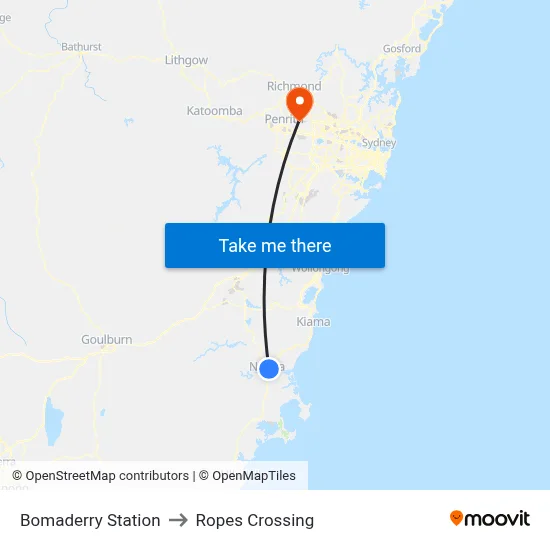 Bomaderry Station to Ropes Crossing map