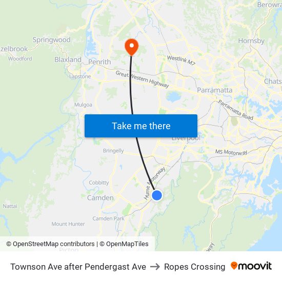 Townson Ave after Pendergast Ave to Ropes Crossing map