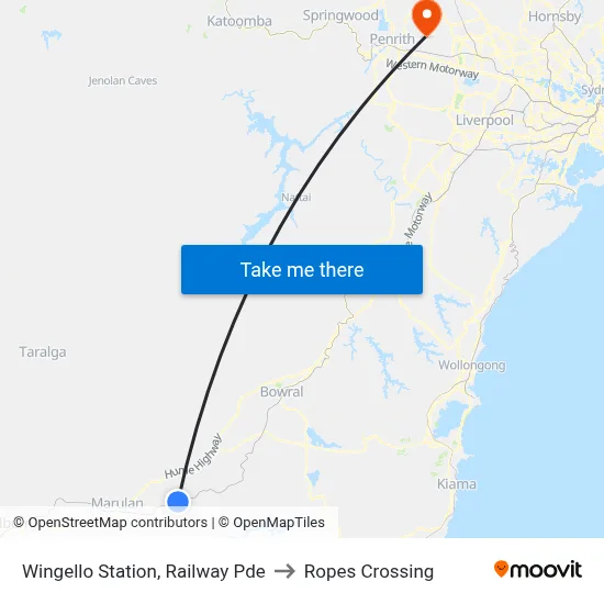 Wingello Station, Railway Pde to Ropes Crossing map