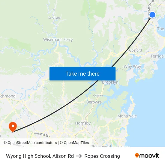 Wyong High School, Alison Rd to Ropes Crossing map