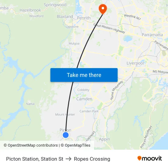 Picton Station, Station St to Ropes Crossing map