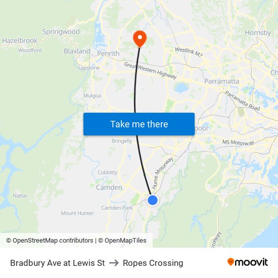 Bradbury Ave at Lewis St to Ropes Crossing map