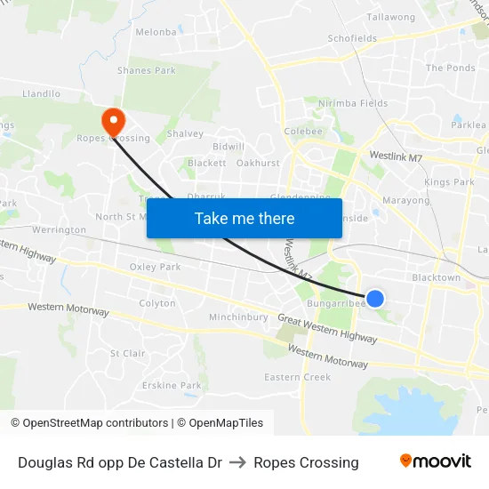 Douglas Rd opp De Castella Dr to Ropes Crossing map