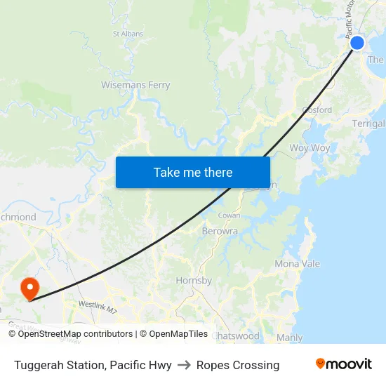 Tuggerah Station, Pacific Hwy to Ropes Crossing map