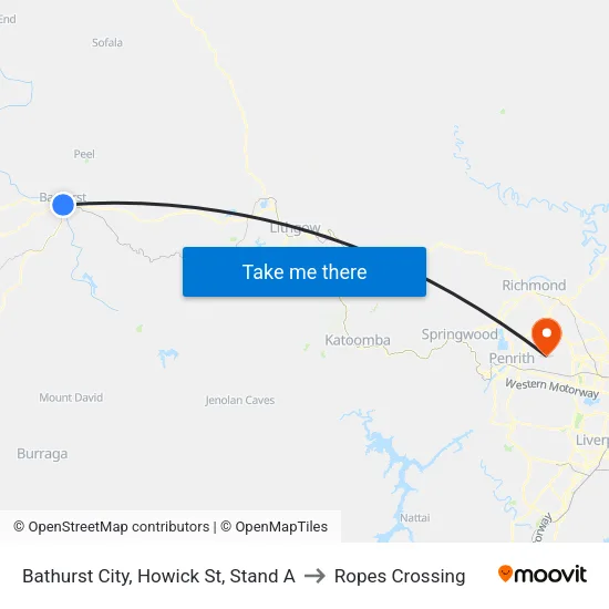 Bathurst City, Howick St, Stand A to Ropes Crossing map