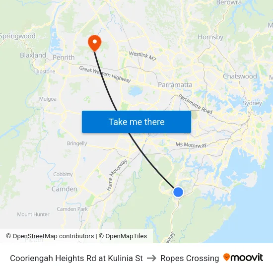 Cooriengah Heights Rd at Kulinia St to Ropes Crossing map