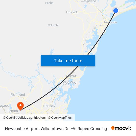 Newcastle Airport, Williamtown Dr to Ropes Crossing map