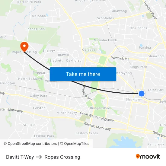 Devitt T-Way to Ropes Crossing map