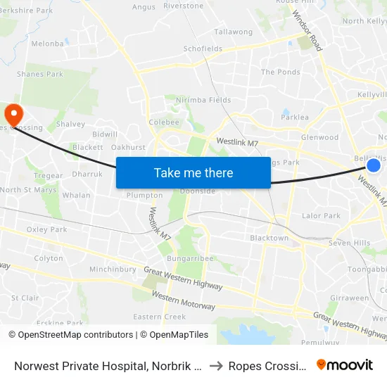 Norwest Private Hospital, Norbrik Dr to Ropes Crossing map