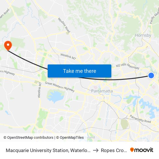 Macquarie University Station, Waterloo Rd, Stand A to Ropes Crossing map