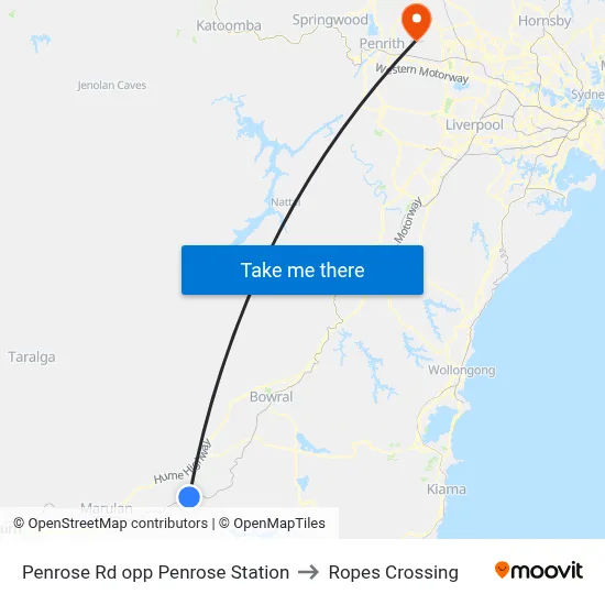 Penrose Rd opp Penrose Station to Ropes Crossing map