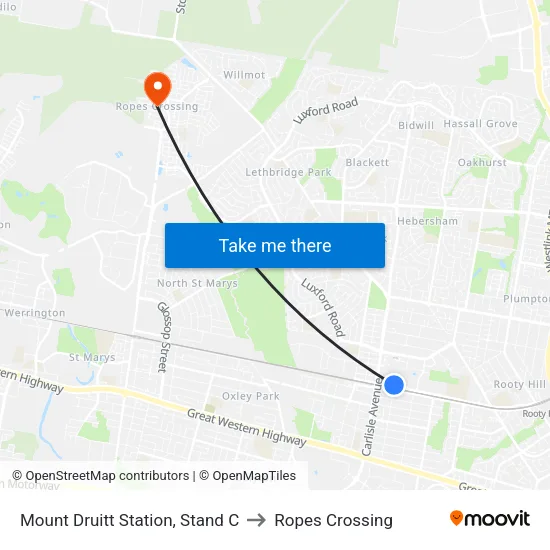 Mount Druitt Station, Stand C to Ropes Crossing map