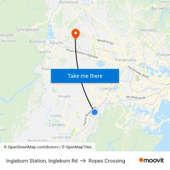 Ingleburn Station, Ingleburn Rd to Ropes Crossing map