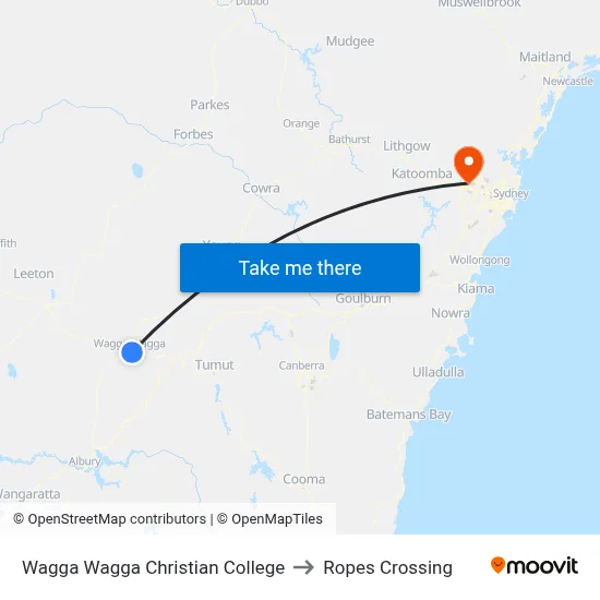 Wagga Wagga Christian College to Ropes Crossing map