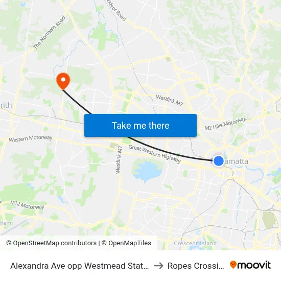 Alexandra Ave opp Westmead Station to Ropes Crossing map