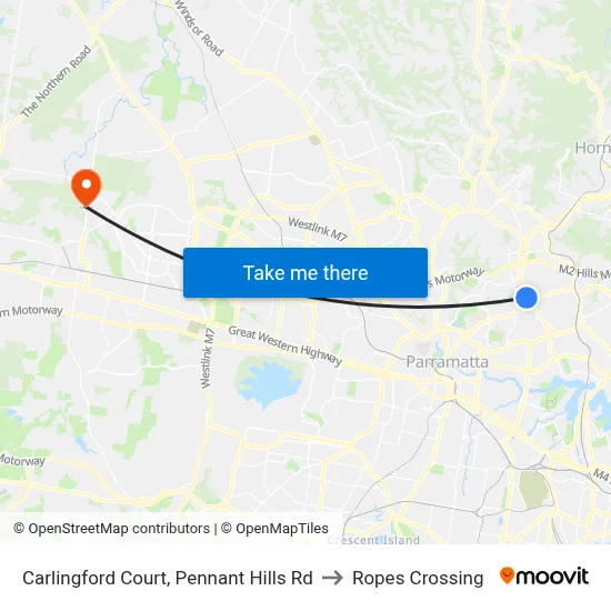 Carlingford Court, Pennant Hills Rd to Ropes Crossing map