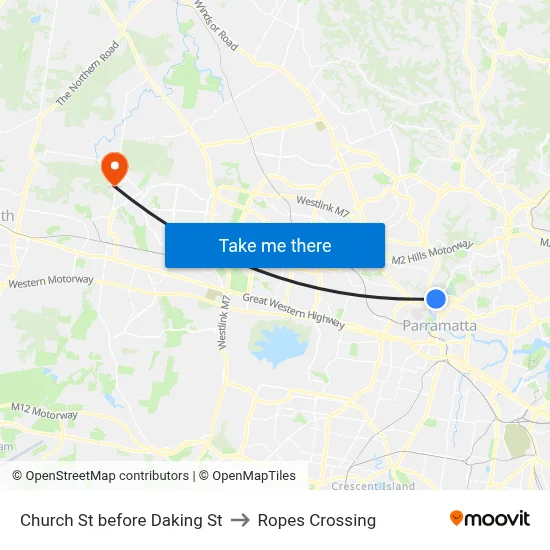 Church St before Daking St to Ropes Crossing map