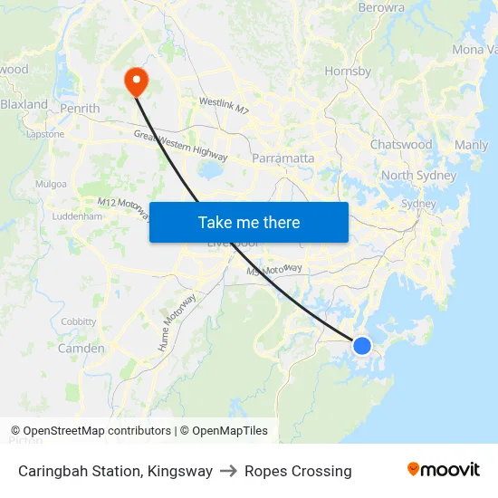 Caringbah Station, Kingsway to Ropes Crossing map