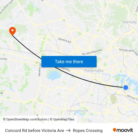 Concord Rd before Victoria Ave to Ropes Crossing map