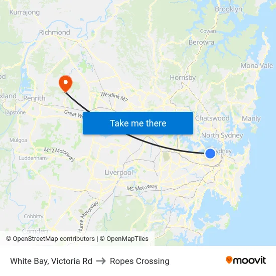 White Bay, Victoria Rd to Ropes Crossing map