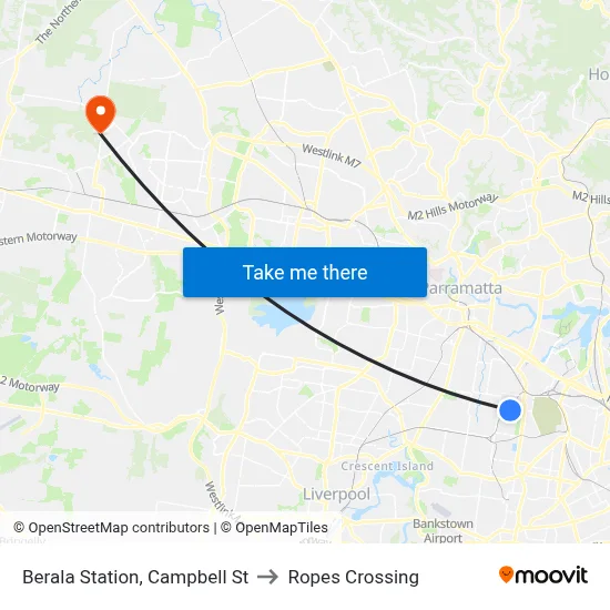 Berala Station, Campbell St to Ropes Crossing map