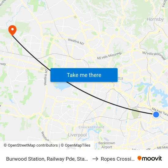 Burwood Station, Railway Pde, Stand C to Ropes Crossing map