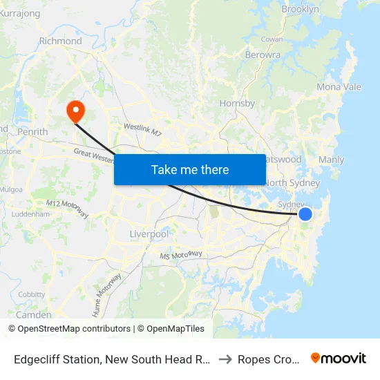 Edgecliff Station, New South Head Rd, Stand N to Ropes Crossing map