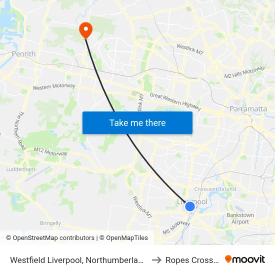 Westfield Liverpool, Northumberland St to Ropes Crossing map