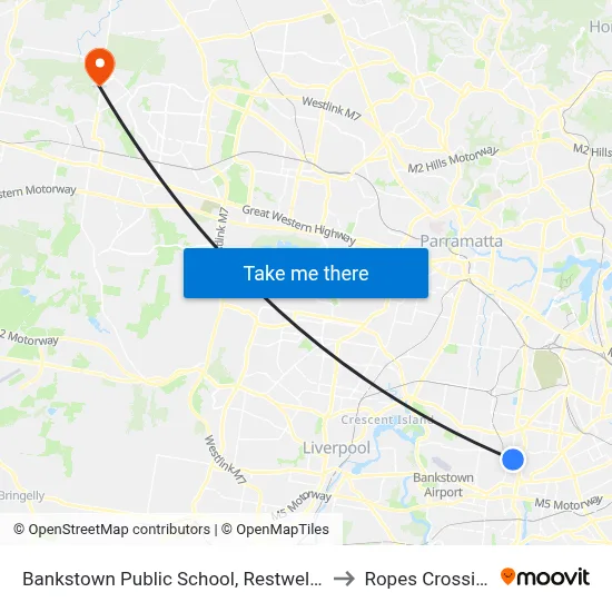 Bankstown Public School, Restwell St to Ropes Crossing map