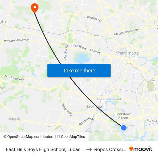 East Hills Boys High School, Lucas Rd to Ropes Crossing map