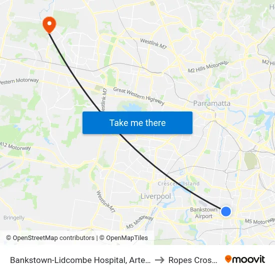 Bankstown-Lidcombe Hospital, Artegall St to Ropes Crossing map